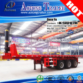 20ft/ 40ft flatbed type container transporting ending dumper 3 axles hydraulic tipping trailer